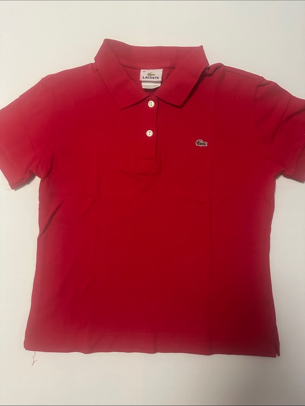 Lacoste women medium Junior size Red Short-Sleeve Polo with Crocodile Logo